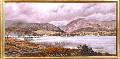 Brodick Pier, 20. august 1886 (olie på lærred) af John Brett