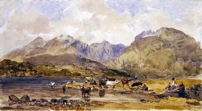 Loch Awe, Skotland (akvarel på papir) af John Brett