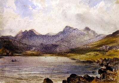 I nærheden af Llyn Crafrant, Wales (akvarel på papir) af John Brett