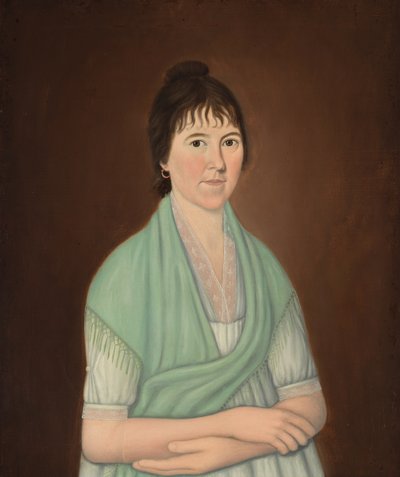 Mrs. James Perkins, Jr., ca. 1800-1809 (olie på lærred) af John Brewster