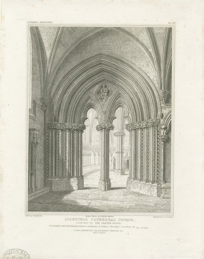 Interiør af Lichfield Cathedral - Chapter House-døråbning: gravering, nd [c 1819] (tryk) af John Britton