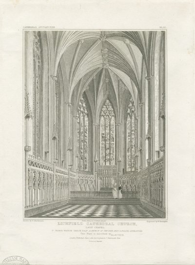 Interiør af Lichfield Cathedral - Lady Chapel: gravering og [c 1820] (tryk) af John Britton