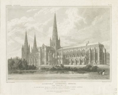 Lichfield Cathedral - South East View: gravering, nd [?1819] (print) af John Britton