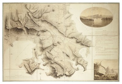 Plan over omgivelserne til English Harbour, Antigua, ca. 1782 (blæk og lavering, segmenteret og med bagside) af John Brown