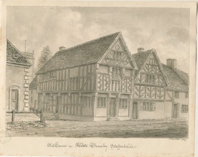 Abbots Bromley Old Houses: sepia drawing, 1839dani af John Buckler