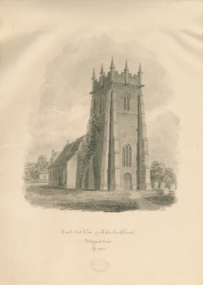 Adbaston Church: sepia tegning af John Buckler