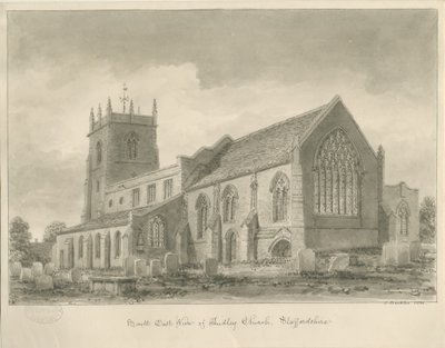 Audley Church: sepia drawing, 1840dani af John Buckler