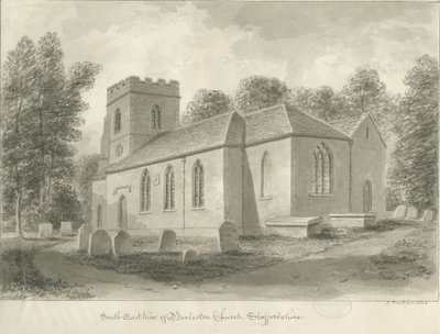 Barlaston Church: sepia drawing, 1844dani af John Buckler