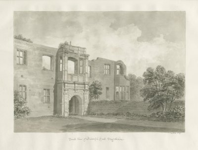 Biddulph Hall (gammel): sepia tegning af John Buckler