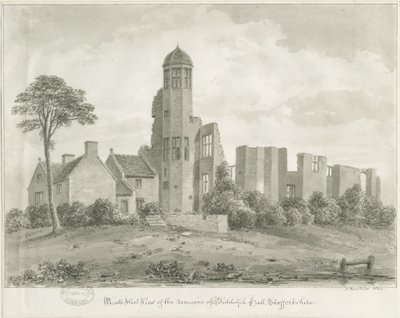 Biddulph Hall (gammel): sepia tegning af John Buckler
