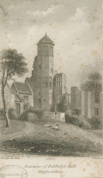 Biddulph Hall (gammel): stålstik af John Buckler