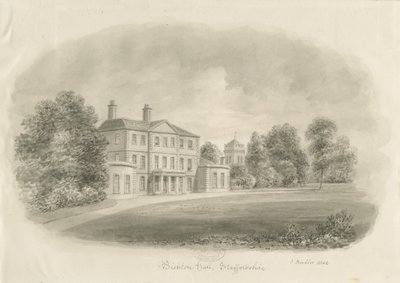 Bishton Hall: sepia tegning af John Buckler