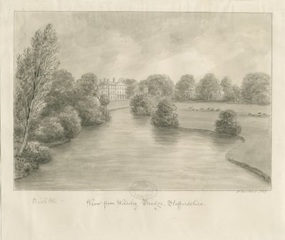 Bishton Hall: sepia drawing, 1841dani af John Buckler