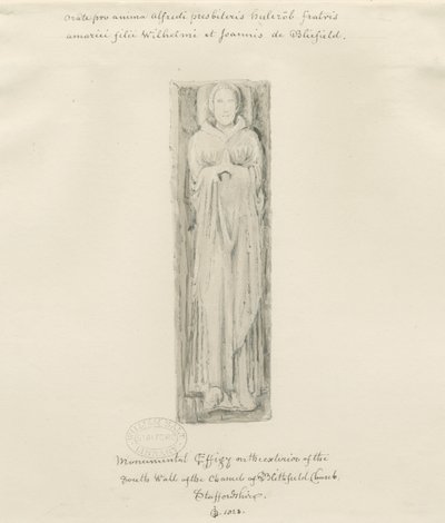 Blithfield Church - monumental billedkunst: tonet tegning, 1823 af John Buckler