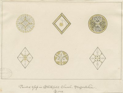 Blithfield Church - malet glas: blyantstegninger, 1823 af John Buckler
