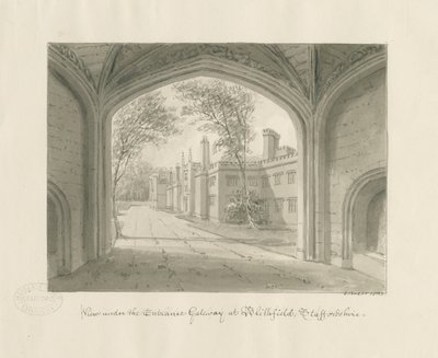 Blithfield Hall: sepia tegning af John Buckler