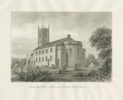 Bloxwich Church: sepia tegning af John Buckler