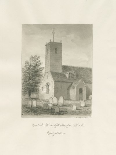 Bobbington Church: sepia tegning af John Buckler