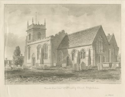 Bradley Church: sepia tegning, 1842 af John Buckler