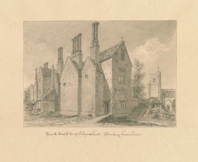 Buckinghamshire - Chenies Hall: sepia tegning af John Buckler