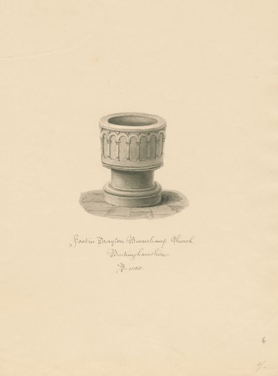 Buckinghamshire - Drayton Beauchamp Church: sepia drawing, 1838dani af John Buckler