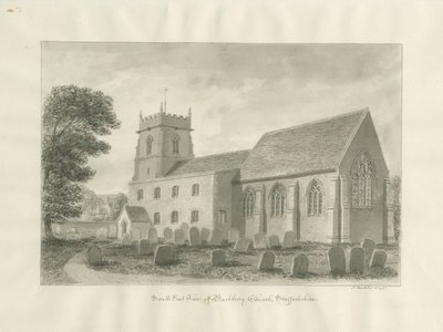 Bushbury Church: sepia tegning, 1845 af John Buckler