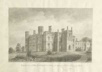 Butterton Hall: sepia tegning af John Buckler