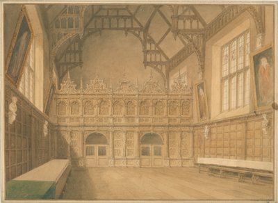 Cambridgeshire - Trinity College Hall - Indvendig udsigt af John Buckler