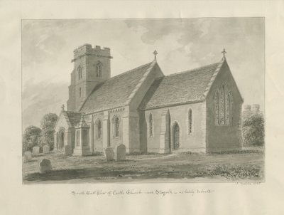 Slotskirke - Kirke: sepia tegning af John Buckler
