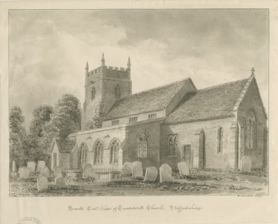 Caverswall Church: sepia tegning af John Buckler