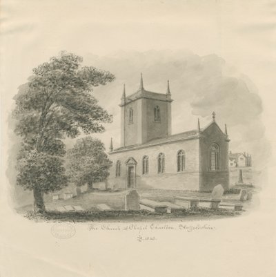 Chapel Chorlton Church: sepia tegning af John Buckler