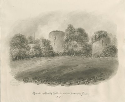 Chartley Castle: sepia tegning af John Buckler
