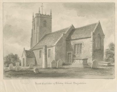 Chebsey Church: sepia tegning af John Buckler