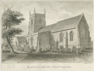 Cheddleton Church: sepia tegning af John Buckler