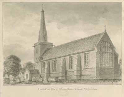 Church Eaton Church: sepia tegning af John Buckler