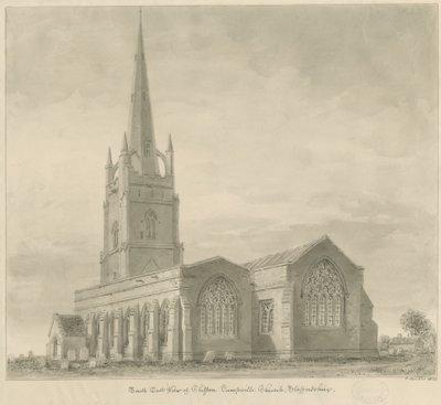 Clifton Campville Church: sepia tegning af John Buckler