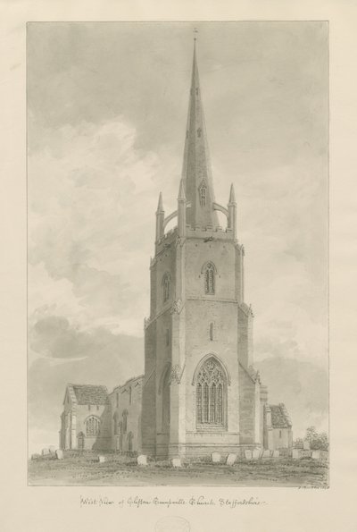 Clifton Campville Church: sepia drawing, 1838dani af John Buckler