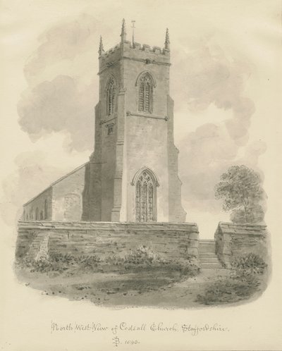 Codsall Church: sepia tegning af John Buckler