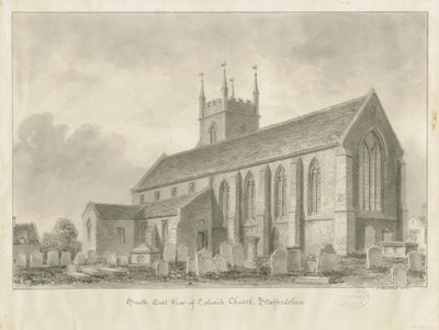 Colwich Church: sepia tegning, 1841 af John Buckler