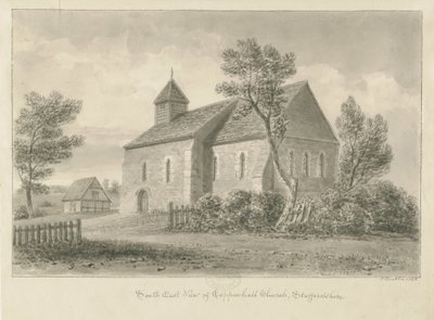 Coppenhall Church: sepia tegning af John Buckler