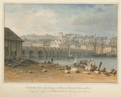 Devonshire - Bideford - Bridge and Town, 1827dani af John Buckler