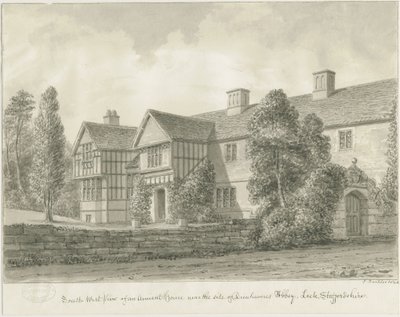 Dieulacres Abbey - Ancient House: sepia tegning af John Buckler