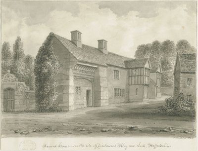 Dieulacres Abbey - Ancient House: sepia tegning af John Buckler