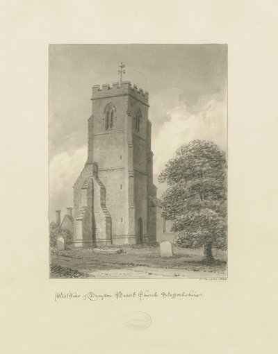 Drayton Bassett Church: sepia drawing, 1838dani af John Buckler