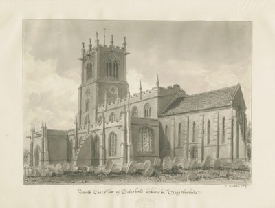 Eccleshall Church: sepia tegning af John Buckler