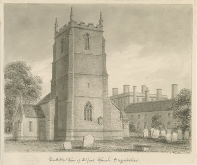 Elford Church: sepia drawing, 1838dani af John Buckler