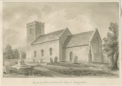 Ellenhall Church: sepia tegning af John Buckler