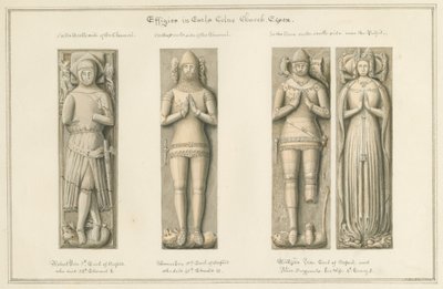 Essex - Earls Colne Church - Billedbilleder: sepia-tegning, 1824 af John Buckler