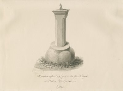 Skrifttype ved Betley Church: sepia-tegning af John Buckler