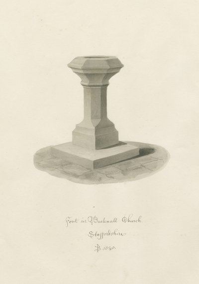 Skrifttype i Bucknall Church: sepia tegning af John Buckler